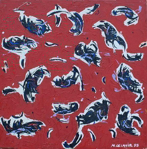 Kaligrafik soyutlama-3,tuval üzeri yagliboya,32x32 cm, 1995